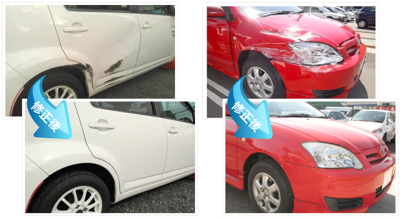 傷ついたフェンダーやドアもこの通り、新車同様の仕上がりです。